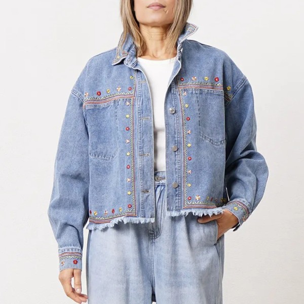 sobrecamisa de ganga bordada vintage 