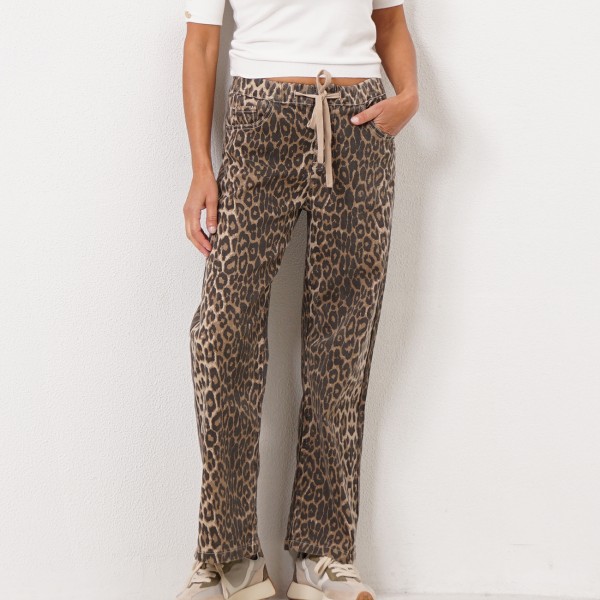 pantalonas em sarjão (animal print)