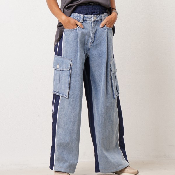 pantalonas de ganga (mistura de tecidos)