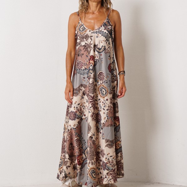 vestido evasé acetinado c/ alças