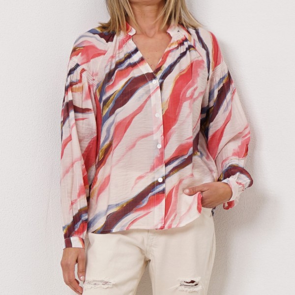 blusa estampada em crepe