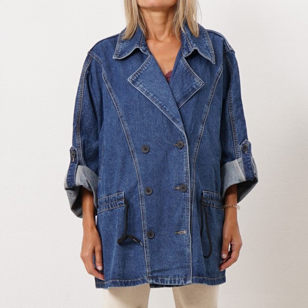 casaco oversize em ganga vintage