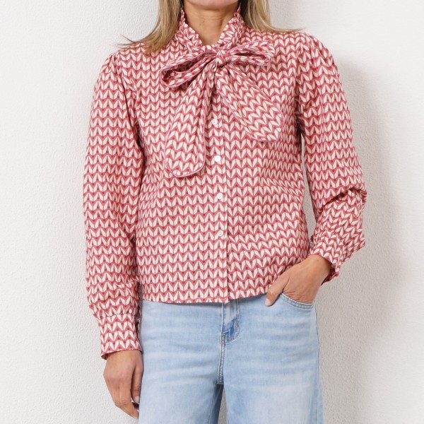 blusa em popelina estampada de laço