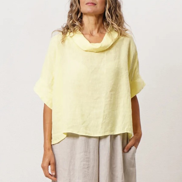 blusa gola descaída 100% linho (premium)  