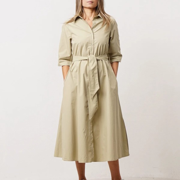 vestido evasê em popelina