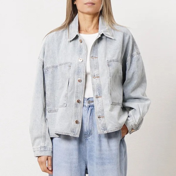 sobrecamisa em ganga oversize vintage (premium)