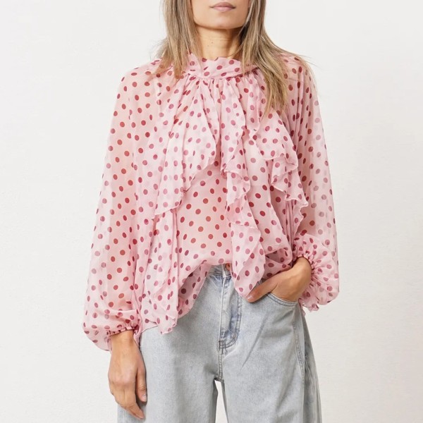 blusa em chiffon c/ folhos