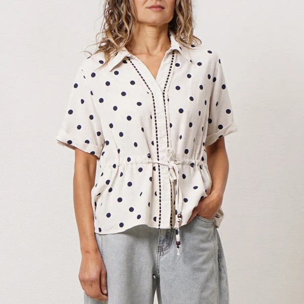 blusa de linho/viscose c/ renda