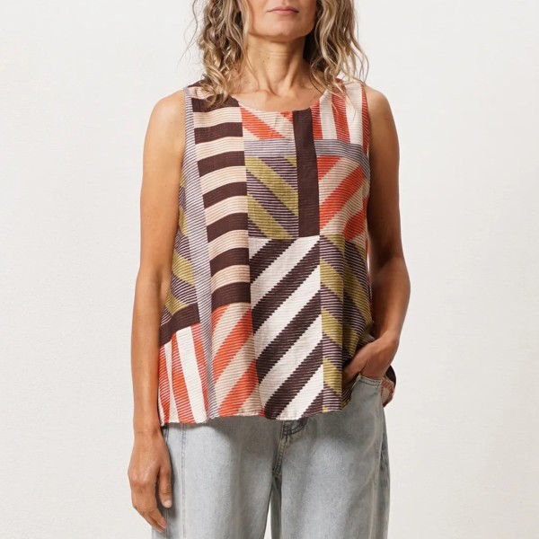 top estampado em viscose c/ poliamida
