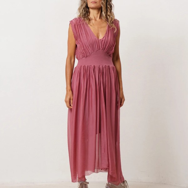vestido c/ seda / forro em viscose