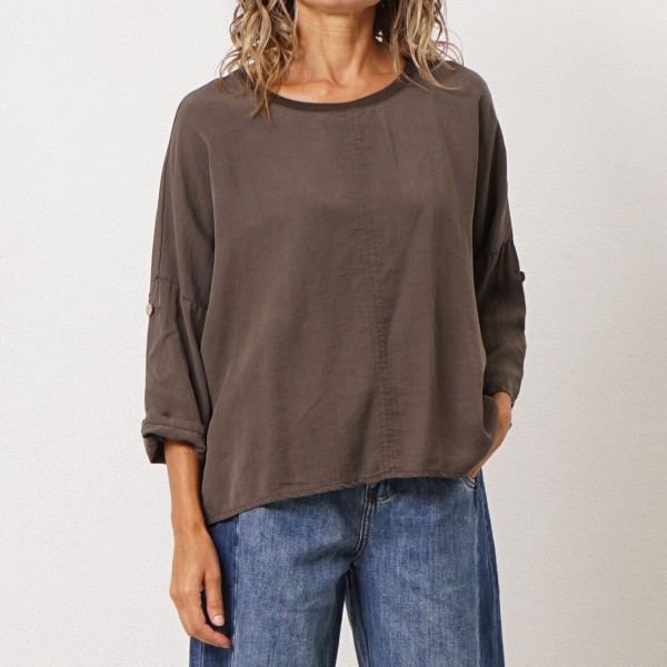 blusa em lyocell c/ ribe