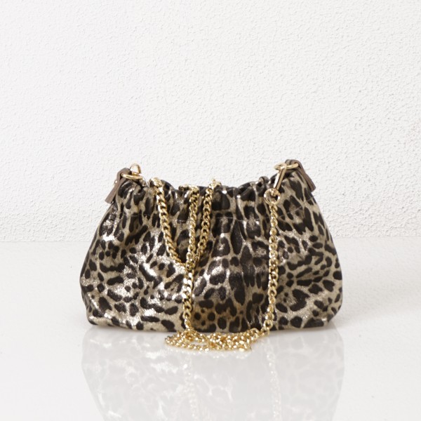 pochete em pele animal print c/ brilho