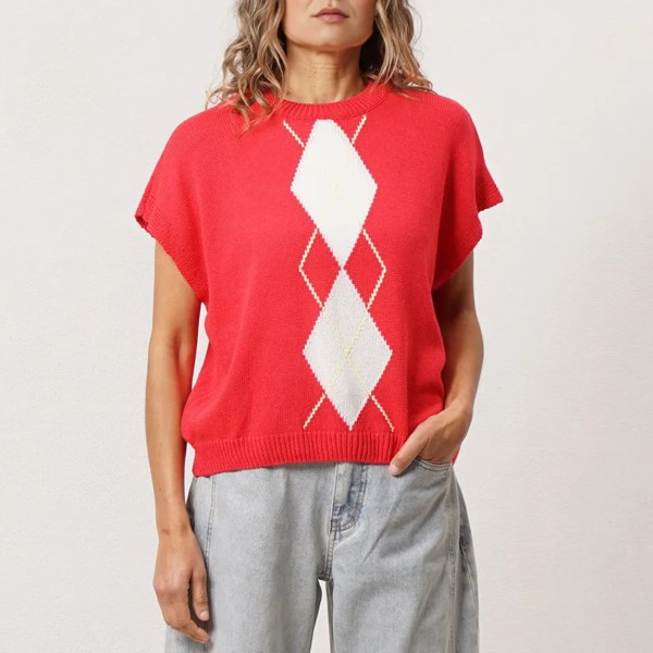 camisola em tricôt c/ losangos