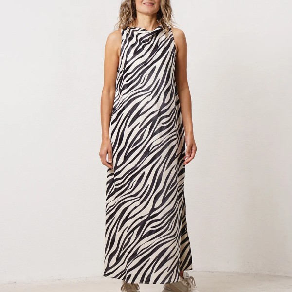 vestido acetinado animal print