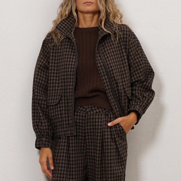 blusa de fazenda em xadrez (jacquard)