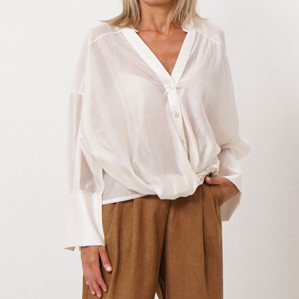 blusa transparente c/ pregas e arrepanhado