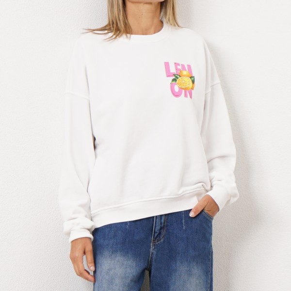 sweat em felpa oversize c/ estampa