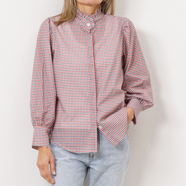 blusa de xadrez c/ folhos