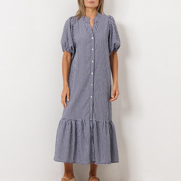 vestido c/ franzidos (padrão vichy)