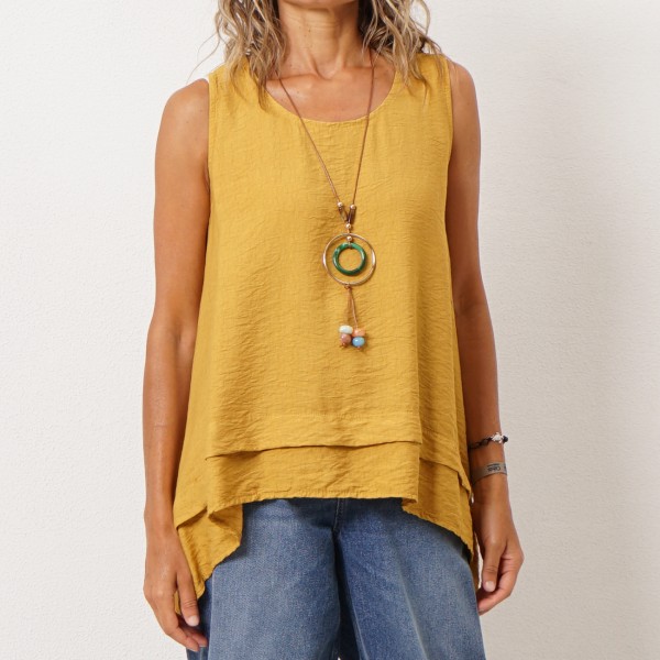 top em crepe assimétrico c/ colar