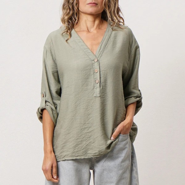 blusa em crepe c/ botões