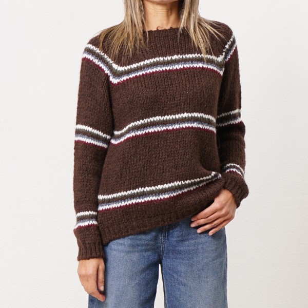 camisola em tricôt c/ riscas (jacquard)