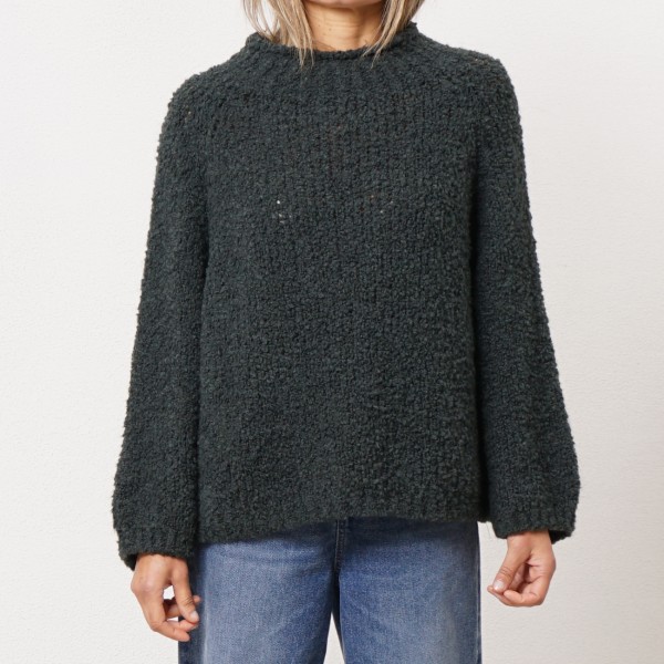 camisola em tricôt caraculo c/ lã e alpaca