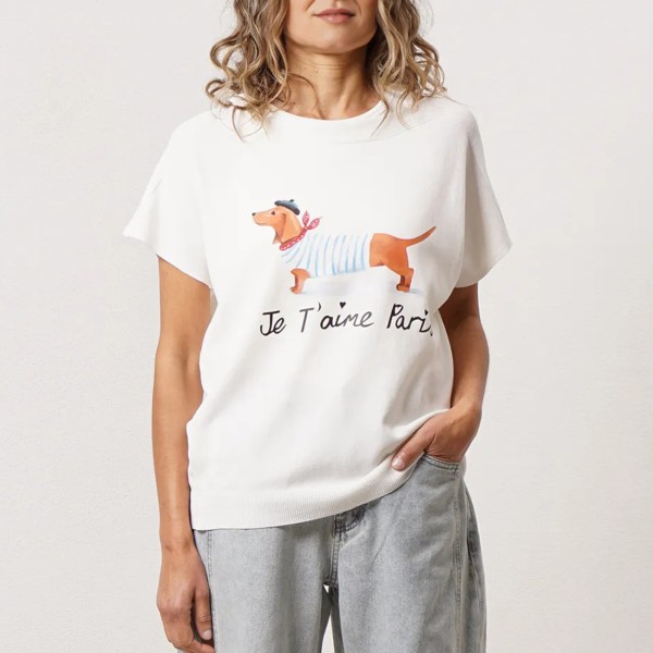 camisola em tricôt c/ estampa