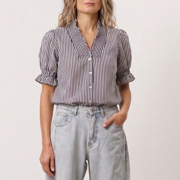 blusa de riscas c/ franzido