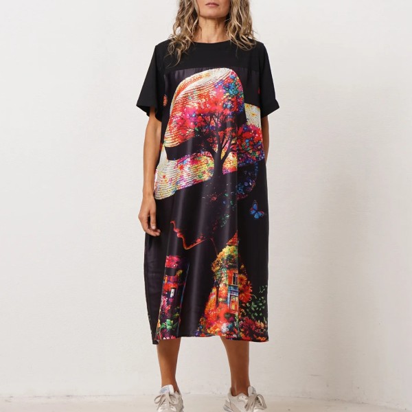 vestido acetinado mistura de tecidos