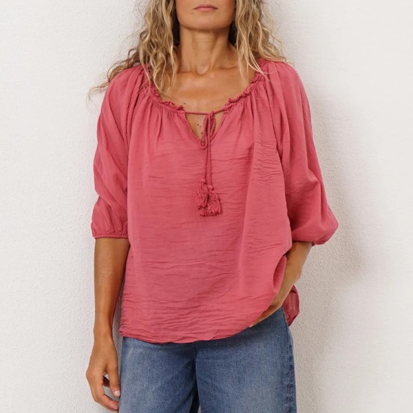 blusa em algodão c/folhos