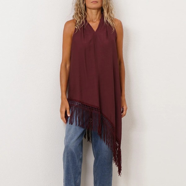 blusa em crepe assimétrico c/aplicações