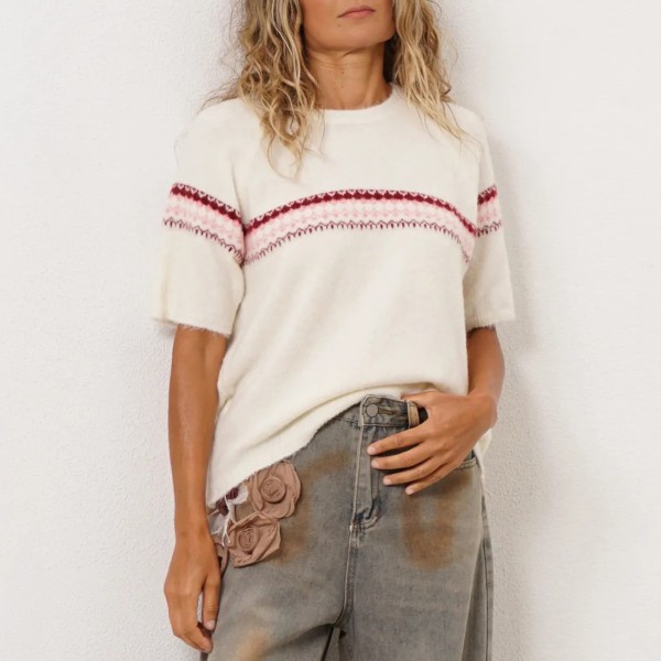 camisola c/lã em tricot(jacquard)