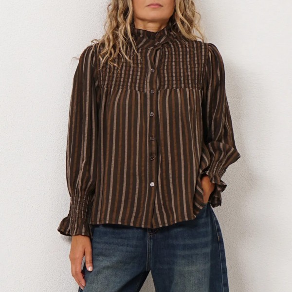 blusa de riscas c/ franzidos