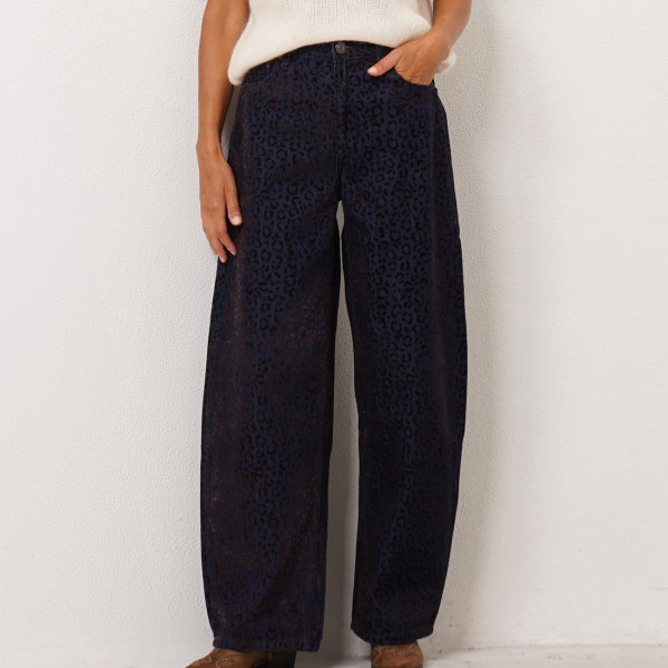 calça de ganga pata de elefante (animal print)