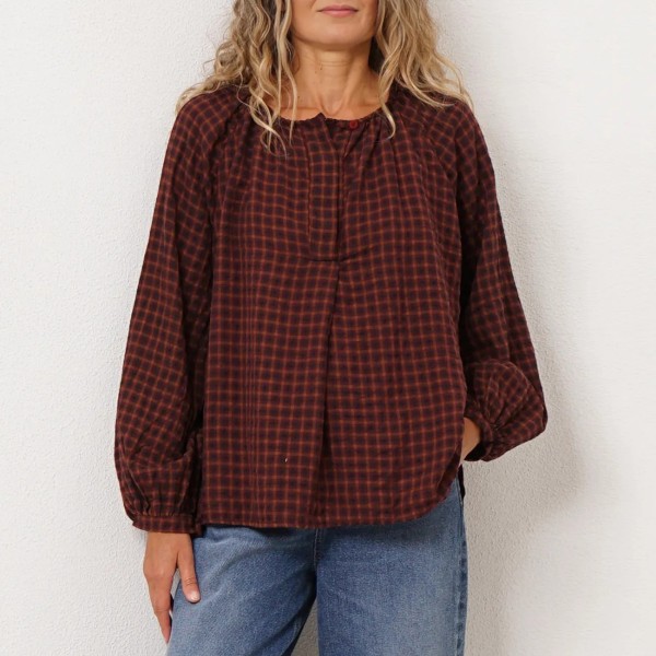 blusa de xadrez s/ gola