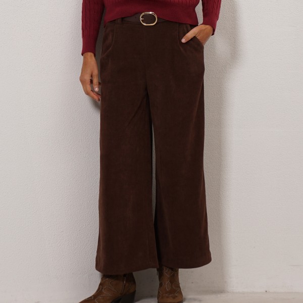 pantalonas em veludo caneladas
