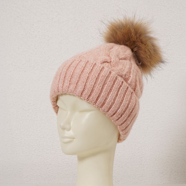gorro de tranças c/ pompom natural