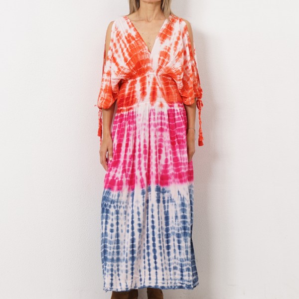 vestido tie dye em rayon ( fibra natural-textura suave)