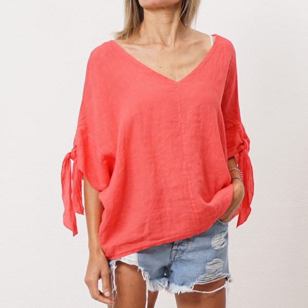 blusa 100% linho c/ atilhos