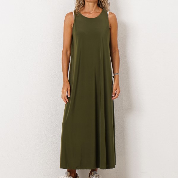 vestido evasé em malha fria