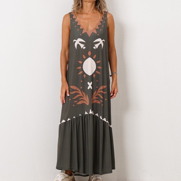 vestido evasé em malha fria