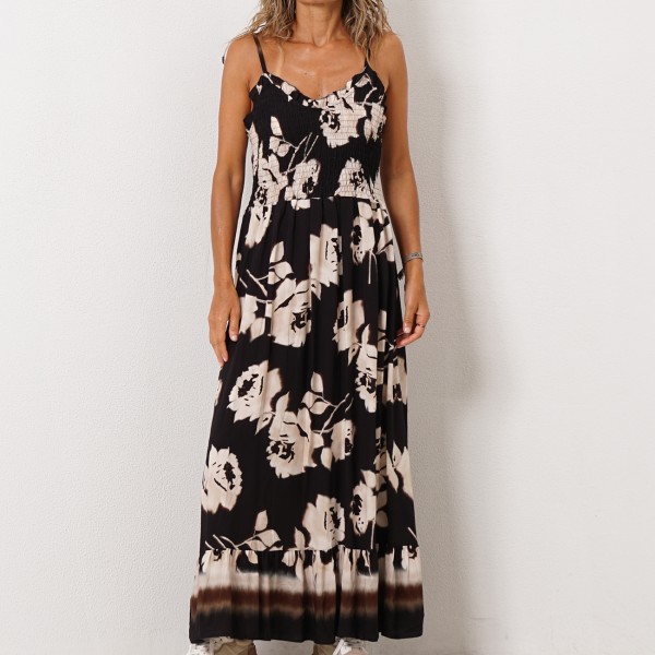 vestido em crepe estampado