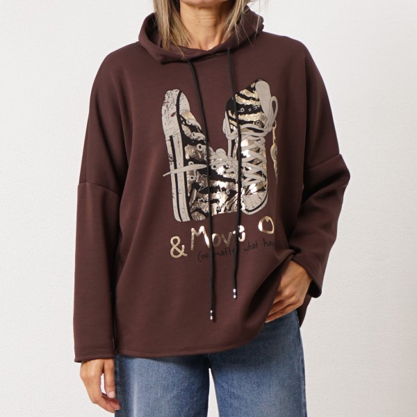 sweat c/ capuz estampada