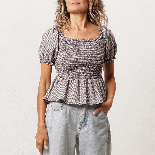 blusa c/ franzidos (padrão vichy)
