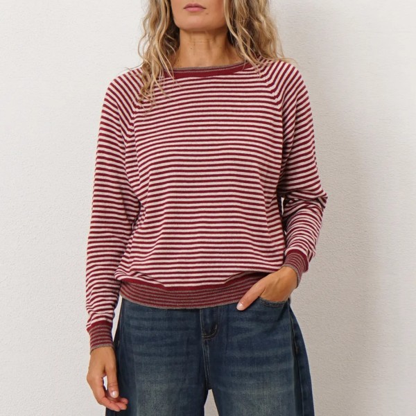 camisola de riscas em tricôt c/ caxemira (premmium)