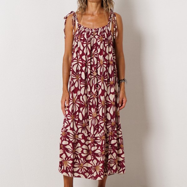 vestido c/ franzidos em viscose