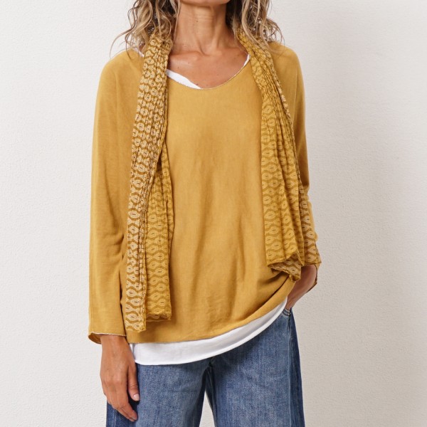 camisola de malha c/ top e echarpe