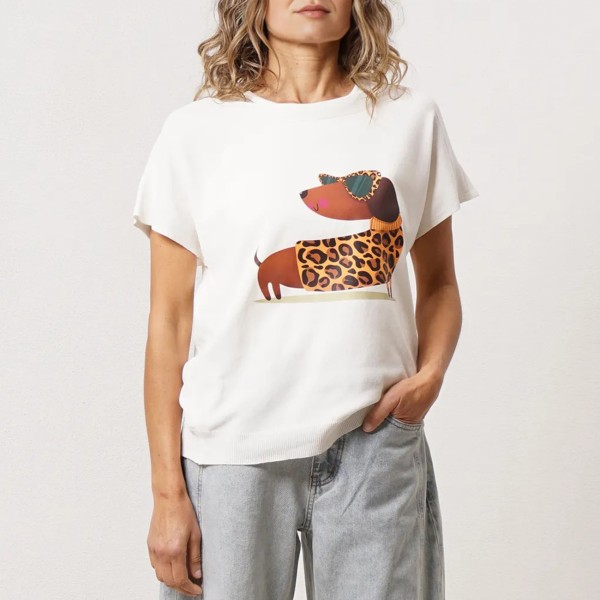 camisola em tricôt c/ estampa