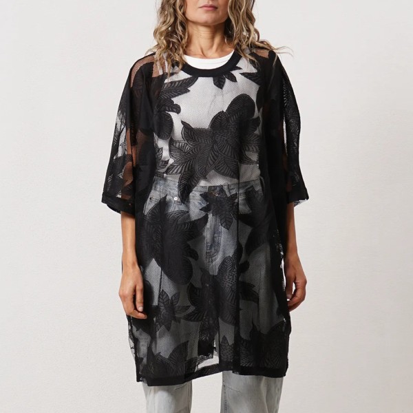 vestido oversize c/ transparências